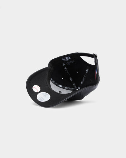 New Era Women's New York Yankees PU Leather 9FORTY Strapback Black/Black