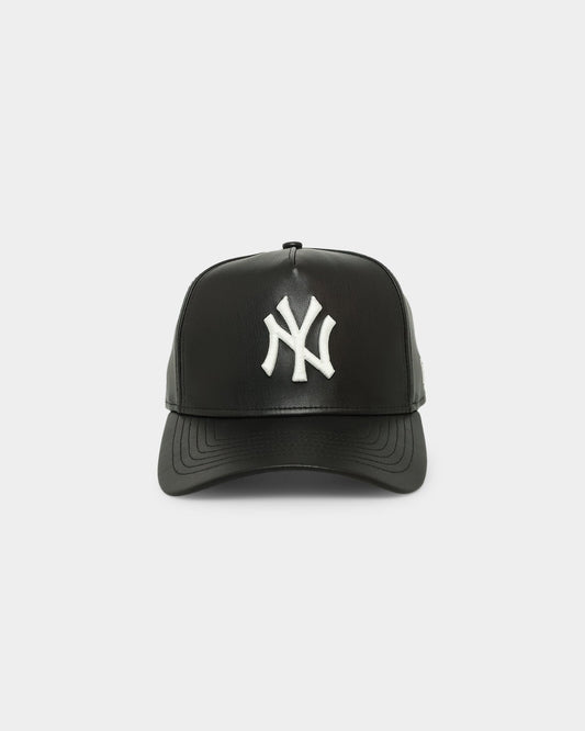 New Era New York Yankees 'PU Leather' 9FORTY K-Frame Strapback Black Leather