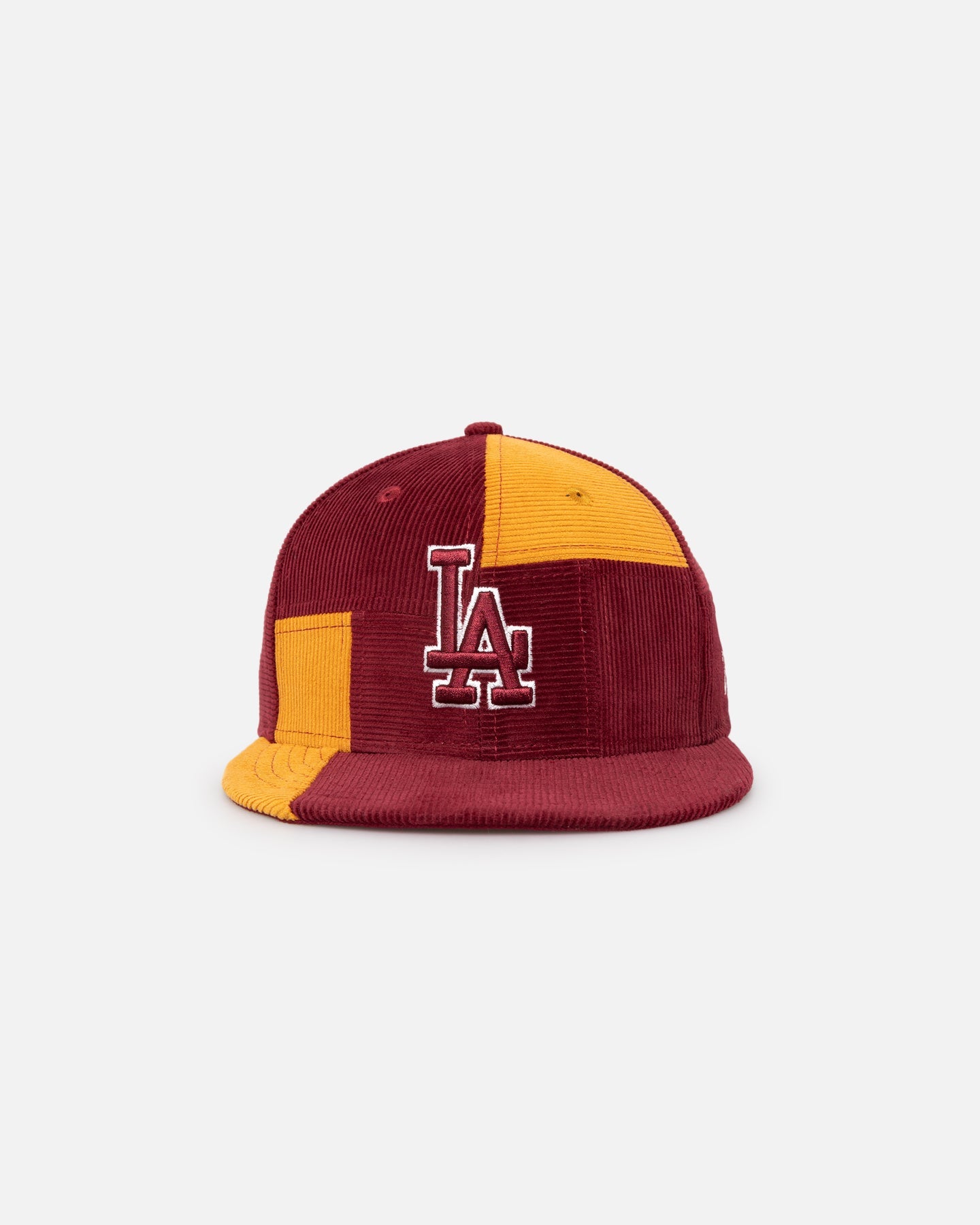 New Era Los Angeles Dodgers 'Maroon Patchwork Corduroy' 59FIFTY Fitted Maroon/Yellow