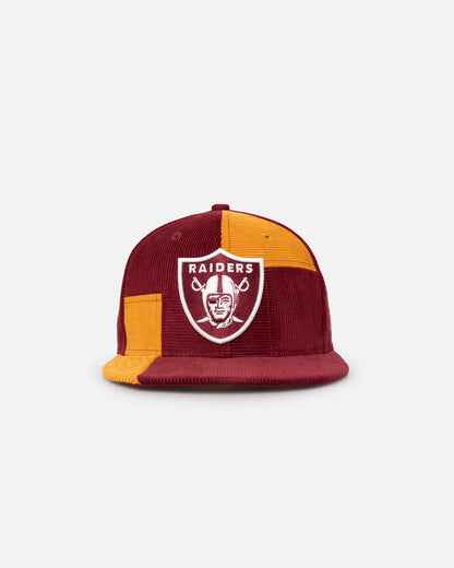 New Era Las Vegas Raiders 'Maroon Patchwork Corduroy' 59FIFTY Fitted Maroon/Yellow
